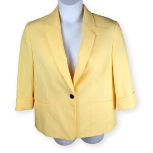 Kasper Yellow Womens Petite One Button Jacket 14P